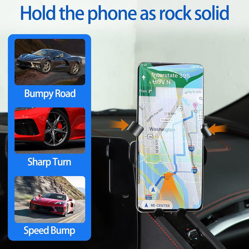 Car Phone Mount Fit for Chevrolet Corvette C8 2020-2024, Handsfree Air Vent Phone Stand, Style D