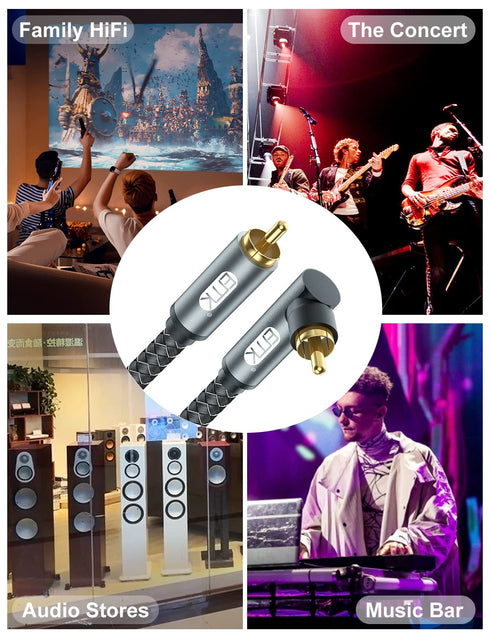 EMK 90 Degree RCA Cable, Male to Male Subwoofer Cable with Gold Plated Connectors, Pack of 2 (6 Feet)