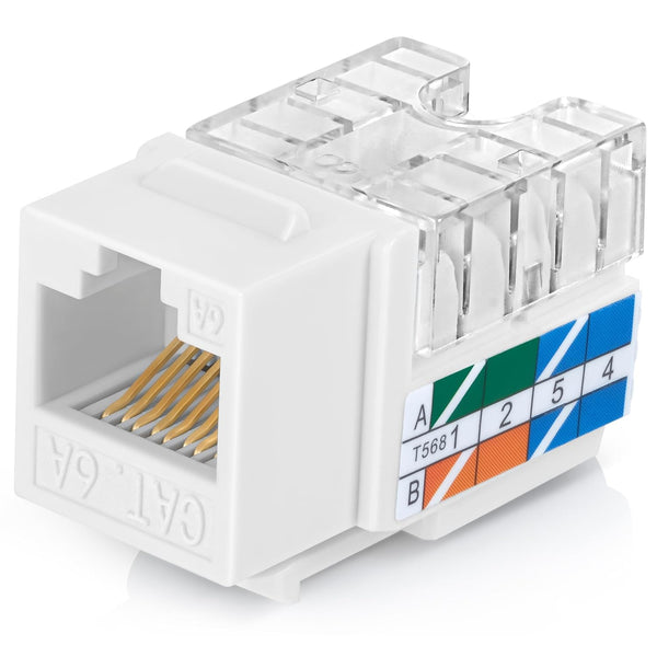 Everest Media Solutions 90° Angled CAT6A Keystone Jack, Slim Profile RJ45 Ethernet Connector, 20-Pack