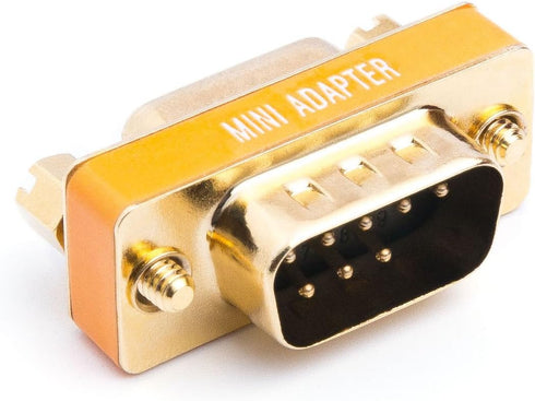 DB9 Null Modem Adapter Male to Female, Slimline Data Transfer Serial Port Adapter, Gold Plated 2 Pack