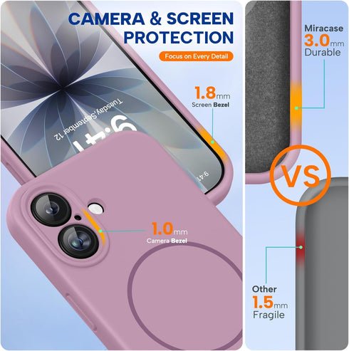 Miracase 17 3.0mm 17,Blackcurrant Magnetic for iPhone Case, Compatible with MagSafe, Integrated Silicone Camera Control