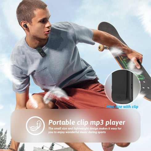 wiwoo 64GB MP3 MP3 Sport Clip on Player with Bluetooth- Superlight Mini Player with FM Radio,Recorder,MicroSD