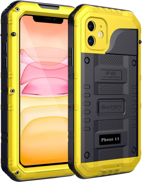 Beasyjoy Waterproof Case for iPhone 11, Metal Military Grade, Heavy Duty Defender