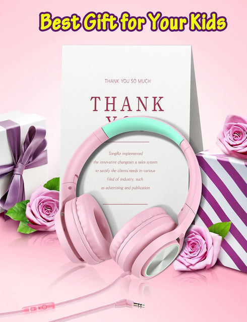 Kids Headphones with Microphone, Wired Over Ear Headsets, Volume Limited 85dB/94dB for Boys Girls Teens, Travel