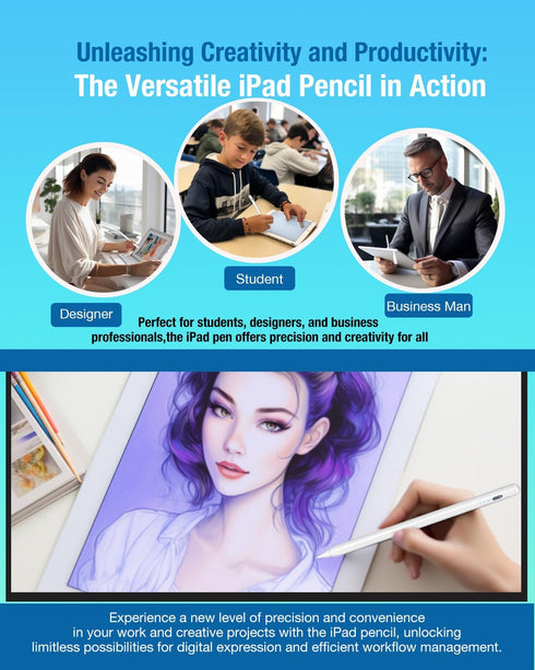 Stylus Pen for iPad with Palm Rejection & Fast Charge, Compatible with (2018-2022) Apple iPad Pro, iPad Air