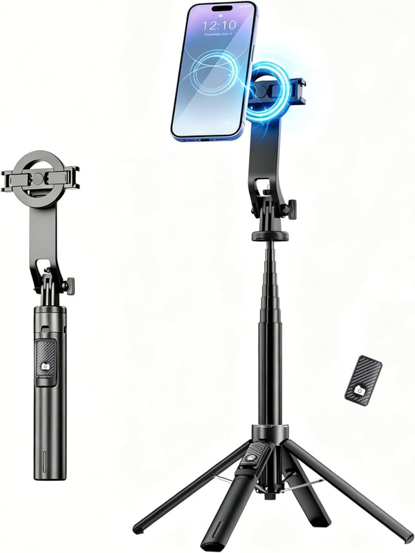 Fourpillars 54" Magnetic Phone Tripod, Portable Selfie Stick Tripod for iPhone Magsafe with