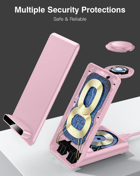 Wireless Charging Station 3 in 1 for Apple Watch Ultra 9/8/7/6/SE/5/4/3, Fast Wireless Charger for iPhone 15/Plus/Pro
