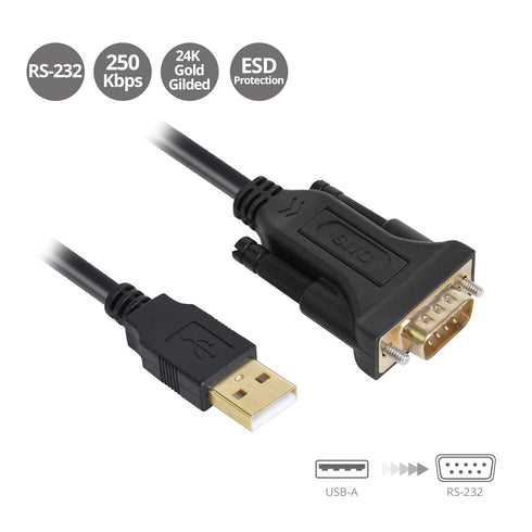 SIIG USB to Serial Adapter, USB 2.0 to RS-232 Male 9-pin DB9 Cable, 3.3ft, FTDI FT232 Chipset, for Windows & Mac
