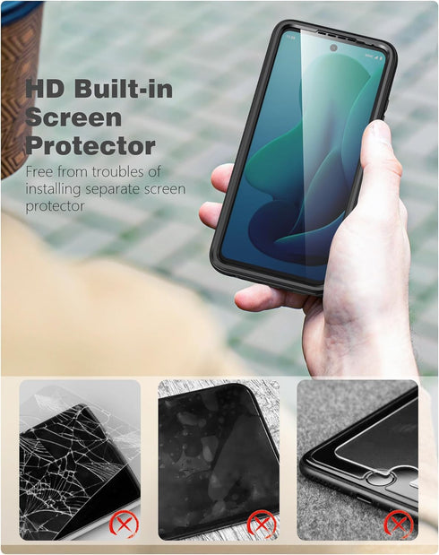 FNTCASE Motorola Moto G-5G-2024 Case with Built-in Screen Protector, Rugged Shockproof Full Body Cover