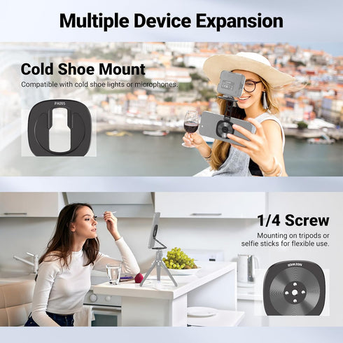 NEEWER 1/4" PA095 Dual Magnetic Phone Ring Holder, Slim Folding Cell Phone Grip Stand Tripod Mount with Thread & Cold