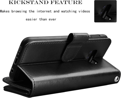 NJJEX Wallet Case for Galaxy S10E, PU Leather Flip Folio with 9 Card Slots, Detachable Kickstand, Magnetic Cover &