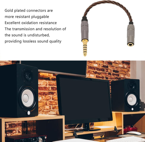 4.4MM Balanced Male to 3.5MM Balanced Female Adapter Cord, Gold Plated Portable Headphone Adapter Cable