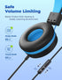 iClever HS14 Kids Headphones: Foldable Wired Headset with Microphone, 85/94dB Volume Limit for Boys/Girls/School/Travel.