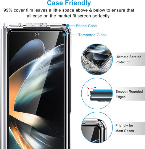 LYWHL [2-Pack for Samsung Galaxy Z Fold 4 Screen Protector, HD Clear Tempered Glass Protector Film for Galaxy Z Fold 4 5G 6.2 Inch, Anti Scratch Bubble Free Case Friendly Easy Install - Transparent
