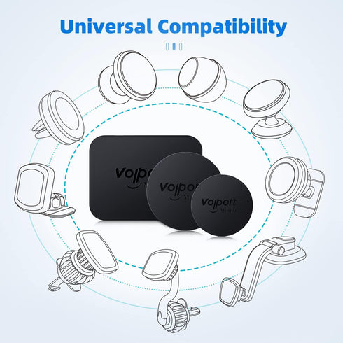 volport Metal Plate for Phone Magnet, 10 Pack MagicPlate with 3M Adhesive for Magnetic Phone Mounts