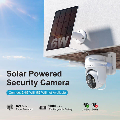 Wireless Outdoor Solar Security Cameras, 360° PTZ Remote Home Security, 2K 3MP with Spotlight Color Night Vision