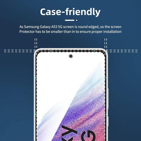 NEW'C 3 Pack Tempered Glass Screen Protector for Samsung Galaxy A53 5G - Case Friendly, Anti-Scratch, Bubble Free,