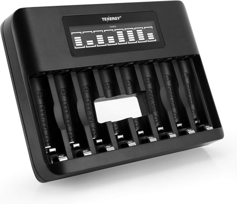 Tenergy TN480U 8-Bay LCD Display Fast Charger for NiMH/NiCD AA AAA Rechargeable Batteries