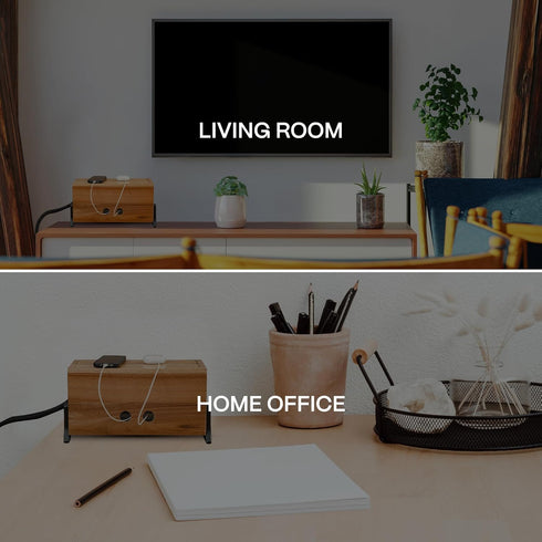 Extra Large Wood Cable Management Box - Cord Organizer Hider for Office, TV Wires, Desk (Solid Acacia)