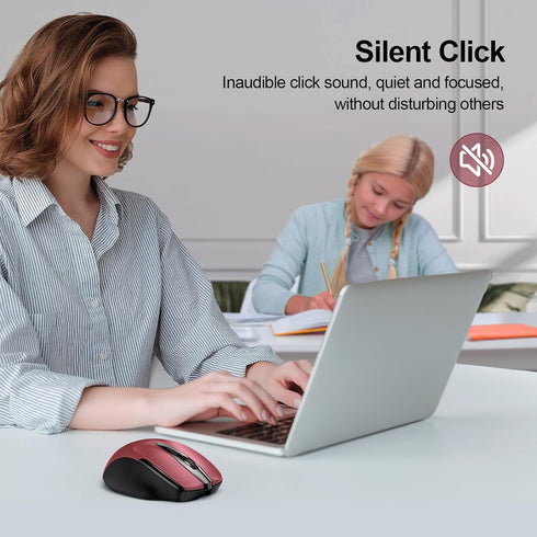 TECKNET Rechargeable Wireless Mouse, 2.4G Silent Mouse, 6 Adjustable DPI, Cordless Computer Mouse for Laptop (Red)