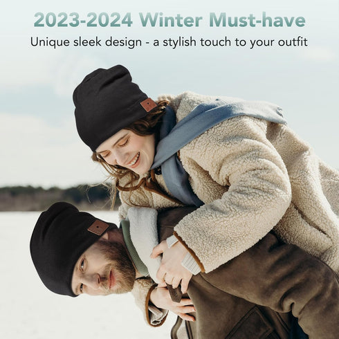 2023 Bluetooth Beanie, Wireless Headphones, Stylish Bluetooth Hat with HD Stereo Sound, Built-in Mic, Tech Gifts