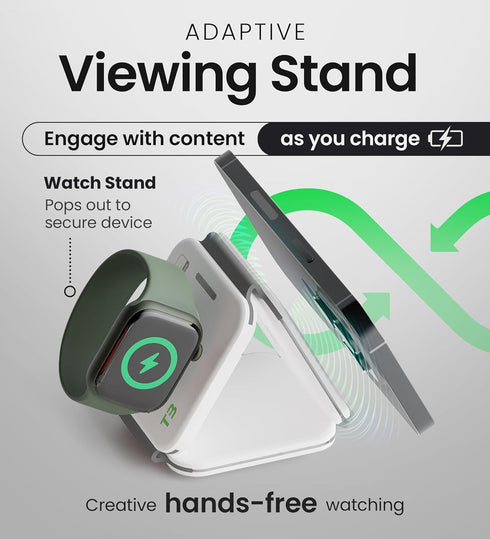InfinaCore T3 Tri-Charge Wireless Charging Pad - 3-in-1 Station for iPhone, AirPods & Watch - Fast Charging Up to 25W,