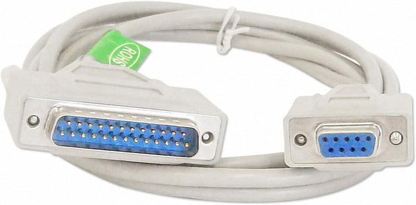6 Foot DB9 Female / DB25 Male Serial Port Cable, RS232