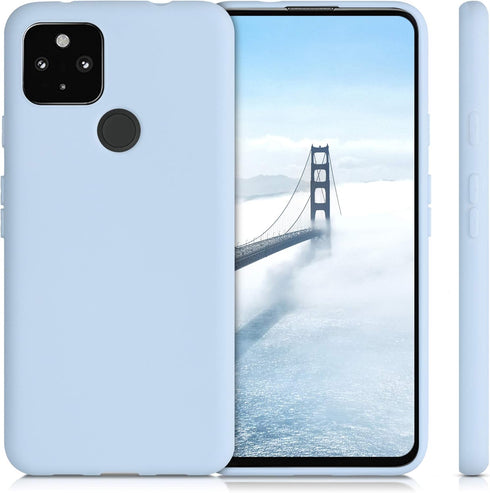 kwmobile Case Compatible with Google Pixel 4a 5G, Soft Slim Protective TPU Silicone Cover - Light Blue Matte