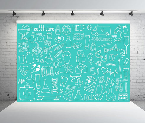 BELECO 7x5ft Fabric Doctor and Nurse Photography Backdrop Medical Equipment Healthcare Ambulance Background