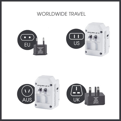 Conair Universal Travel Adapter with USB, All-in-One Worldwide Plug Adapter