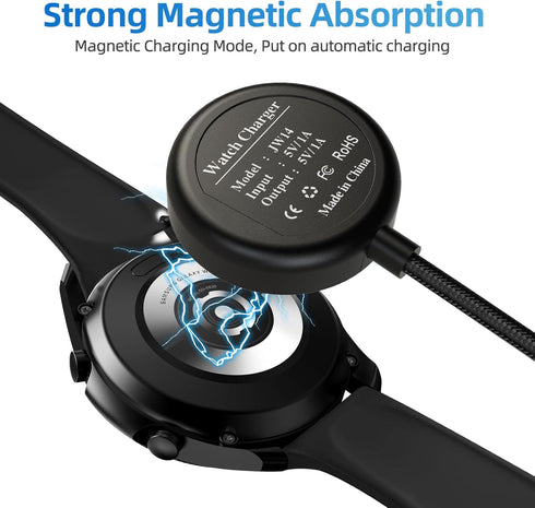USB C Charger for Samsung Galaxy Watch 6/6 Classic/5/5 Pro/4/4 Classic/3/Active 2, (2 Pack) Upgrade Nylon Charger Cable