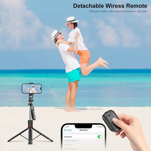 NOOX 67" 1/4 Selfie Stick Tripod for iPhone with Remote Control, Phone Holder and Screw, Extendable Travel Essentials