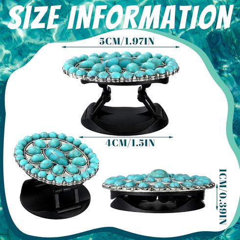 4 Pieces Turquoise Western Phone Grip Charm Teardrop Flower for Smartphones and Tablets (Classic Style)
