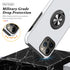 PELEPUES Shockproof Case for iPhone 13 Pro 6.1'', Military Grade Cover with Embedded Finger Ring & Metal Stand (Silver)