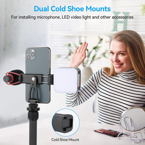 UTEBIT 1/4" 180 360 17 16 15 14, Universal Phone Tripod Mount with Cold Shoe Mount, Thread Tilt Rotation Support