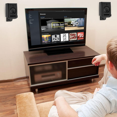 WALI Speaker Wall Mounts, Dual Side Clamping Bookshelf Mounting Bracket for Large Surrounding Sound Speakers, Holds up
