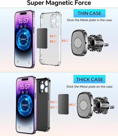 Magnetic Phone Holder for Car, Dash + Vent iPhone Magnetic Mount for Cell Phone, Super Magnets for All Smartphones &