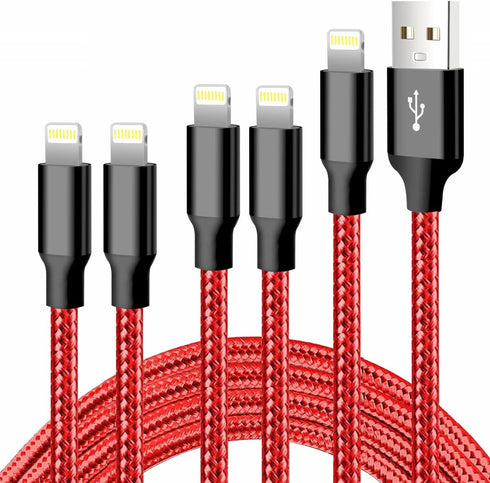 cugunu iPhone Charger, 5 Pack 3/3/6/6/10FT Apple MFi Certified USB Lightning Cable Nylon Braided Fast Charging Cord