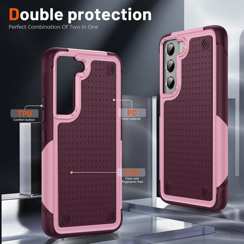 Asuwish Samsung Galaxy S22 Plus S22+ 5G Case, Rose Red with Tempered Glass Screen Protector & Rugged Dual Layer