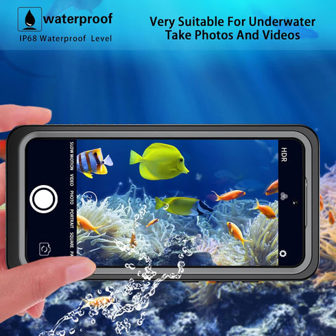 Waterproof Case for Galaxy S21 Fe 5G, Shockproof Dirtproof Snowproof Rugged Clear Cover for Snorkeling (Black)
