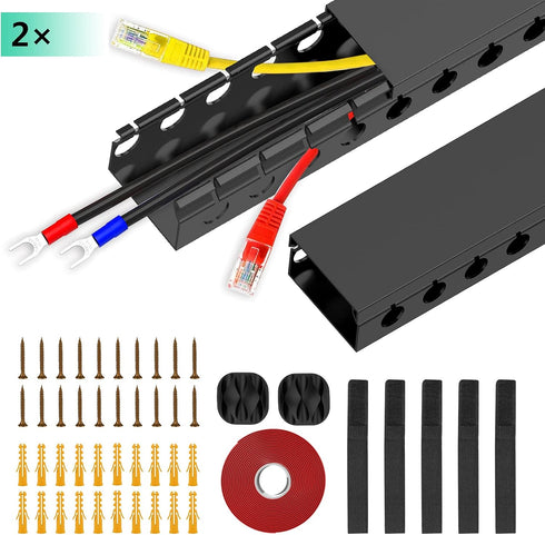 Updated Cable Raceway Kit - 31 Inch Open Slot Wire Covers for Under Desk Cable Management System