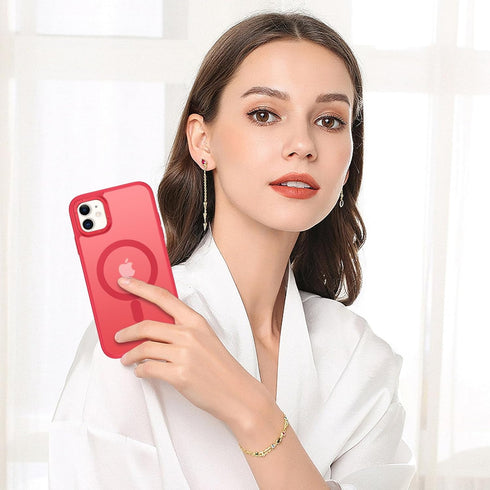 BENTOBEN iPhone 11 Magnetic Case, Slim Shockproof Translucent Matte Cover, Anti-Fingerprint, Anti-Scratch, Red 6.1’’