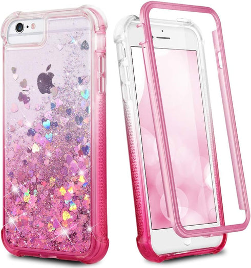 Ruky Glitter Full Body Rugged Case for iPhone 6/6s/7/8/SE 2020 & SE 2022, Shockproof with Built-in Screen Protector