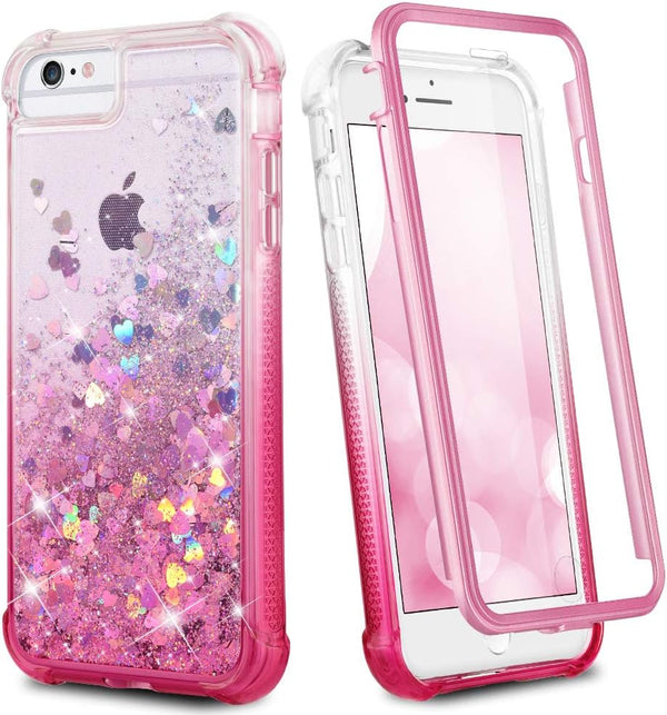 Ruky Glitter Full Body Rugged Case for iPhone 6/6s/7/8/SE 2020 & SE 2022, Shockproof with Built-in Screen Protector