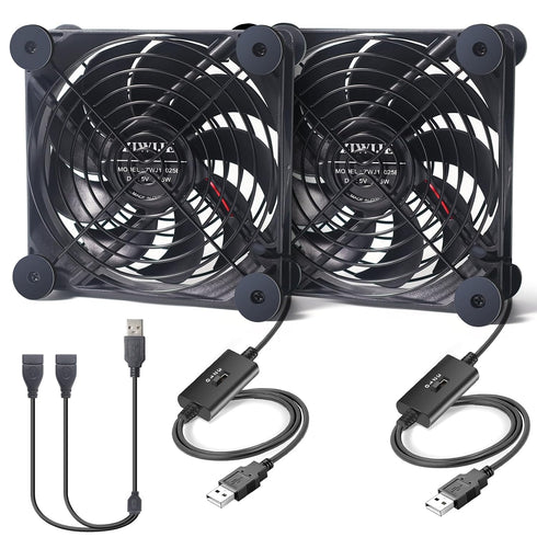 ZIWIJE Quiet Dual 120mm USB Fan 5V with USB Extension Cable Dual Ball
