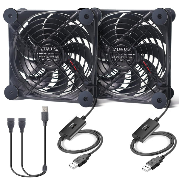 ZIWIJE Quiet Dual 120mm USB Fan 5V with USB Extension Cable Dual Ball