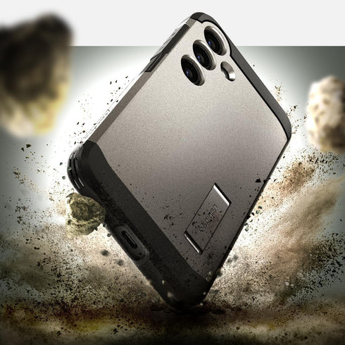 Spigen Tough Armor Case for Galaxy S24, Gunmetal, with Kickstand & Military-Grade Protection
