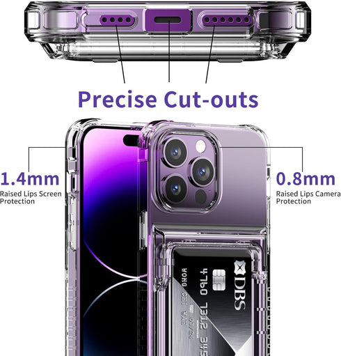 iPhone 14 Pro Max Clear Wallet Case - Heavy Duty, Shockproof, Anti-Scratch, Credit Card Holder, 6.7" Protection.