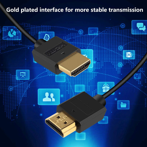 PASOW 4K HDMI Cable - Ultra Thin Male to Male 36AWG High Speed Slim Cable (5FT/1.5M)