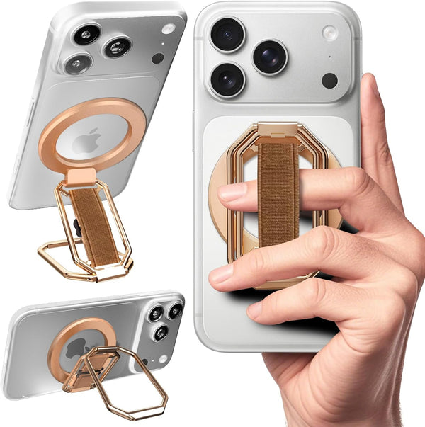HYCZAAE Magnetic Phone Grip & Stand for Desk, Bed & On-the-Go Compatible with